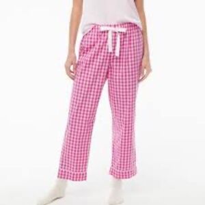 NWT J. Crew Cropped Cotton Pajama Pant Sz S 100% Cotton Pink White Checks Plaid